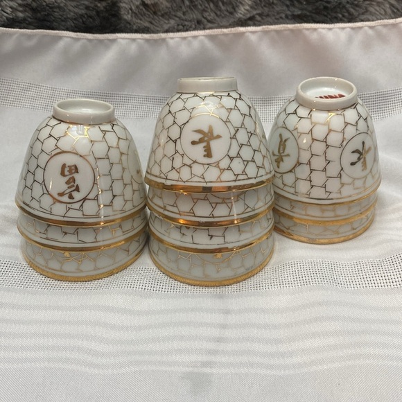 Antique Chinese jiang xi Porcelain Tea Cup Set of 10 " Long Life & Prosperity" - Picture 4 of 16